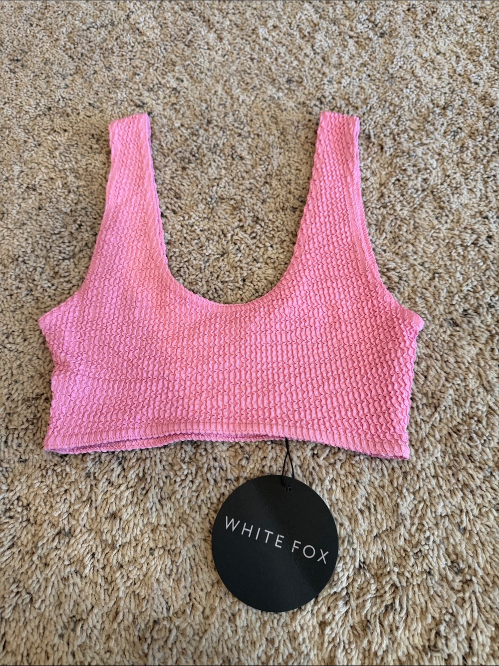 White Fox Boutique Pink Smocked Crop Top